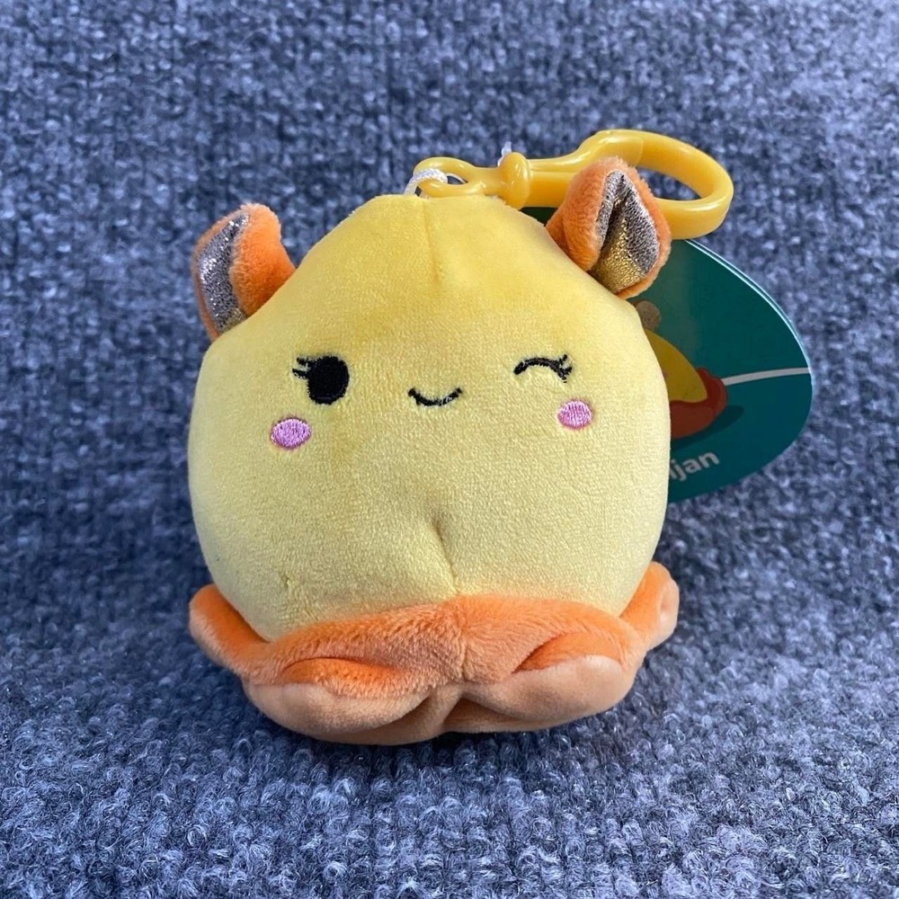 SQUISHMALLOWS BIJAN YELLOW ORANGE OCTOPUS PLUSH TOY KEYCHAIN